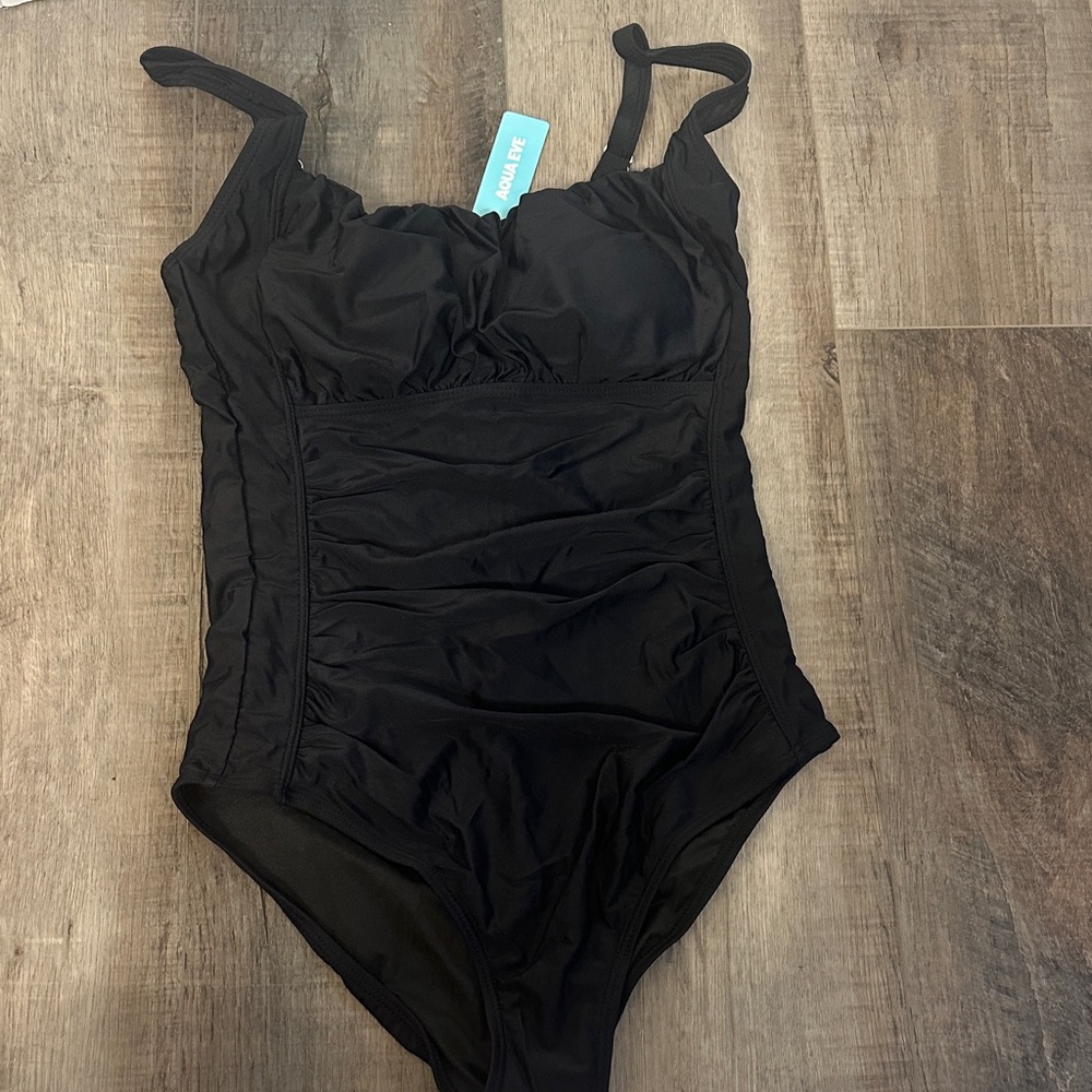 Aqua Eve Black Bathing Suit with Tummy Control